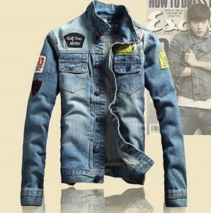 Spring Mens Jackets helt ny smal fit vintage denim patch designs jeans jacka män rockar plus size jaqueta maskulina mjk