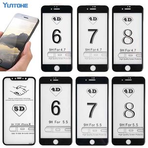 4D Full Cover Screen Protector Glass For IPhone 8 8 Plus 6 6S 7 Plus 6 6s 7 X Tempered Glass Toughened Film Over 3D