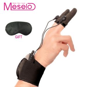 Meselo Scossa elettrica Capezzoli Dita Guanti BDSM Stimolazione elettronica Cavo host Pene Clitoride Massaggiatore Giocattolo del sesso Per donne Uomini Y18102306