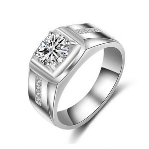 Fashion Jewelry Handmade Solitaire Men ring 1.5ct Diamond 925 Sterling silver Emgagement Wedding Band Ring RW1010