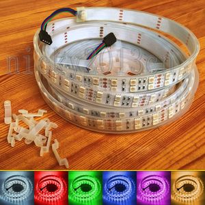 Super Bright 5050 RGB LED Flexible Strip Fita Fita Fita Dupla Fila Ao Ar Livre IP67 Tubo À Prova D 'Água 120led / M Múltipla Cor Mudando a Iluminação da festa de Natal