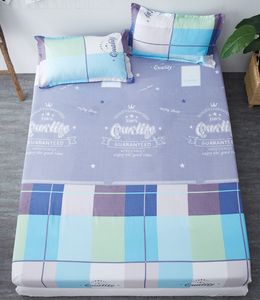 Modern Blue Plaid Bed Sheet Set Bed Linens Include 1pc Fitted Sheet 2pcs cases 120*200cm,150*200cm,180*200cm Free Shipping