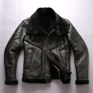 Men's Leather Faux Black Avirex Fly Usa B3 Air Force Flight Jackets Motorcycle Jacket 2013 Flying Wear Sheepskin Genuine Leather Avirex