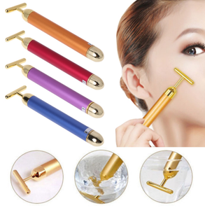 Klassisk 24k Golden Beauty Electric Firing Facial Pulse Roller Massager Anti-Aging Face Hudvård Ny