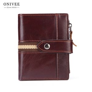 Onivee新しいスリム本革のメンズウォレットマンカウハイドカバーコイン財布小さな男性のクレジット多機能ワレット
