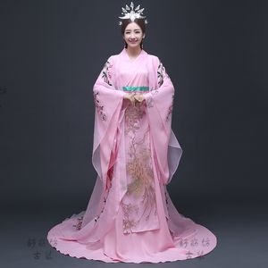 Ethnische Kleidung Elegent Traditionelles Kleid Frauenkostüm Antikes China Prinzessin Outfit Hanfu Kostüm bestickt Rosa Chinesisch Charmante Frau