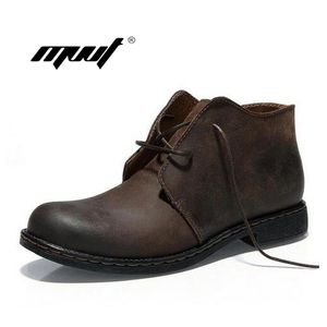 British Style Handmade Men Boots Crazy Genuine Leather Men Autumn Martin Boots Water Proof Work Safety Winter Ankle Boots Shoes
