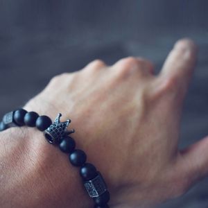 Kronenstopper-Armbänder für Männer, Natursteinperlen für Damen und Herren, Schmuck, Pulseras