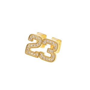 Hip Hop Double Teeth Grillz Iced Out CZ Rame Oro Argento Placcato Colore Numero 23 Griglie dentali con denti superiori