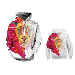 Correspondência da família da família Hoodie do inverno do outono Pai filho da mãe filha que combinam projetos de harmonização Chapéu Chapéu Lion colorido