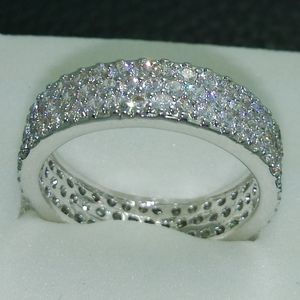 Mode smycken förlovning smycken pärla cz 5a zircon sten 10kt vitguld fylld bröllop band ring sz 5-10 gratis frakt