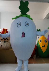 2018 Discount factory sale Cute Vegetable White Radish Mascot Costume Fancy Birthday Party Dress Halloween Carnivals Costumes
