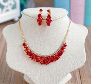 Colar De Noiva, Brincos, Diamante Vermelho, Acessórios Do Casamento, Acessórios De Vestido