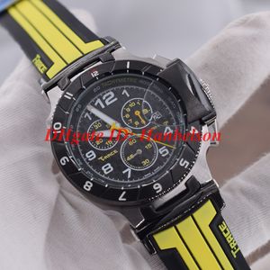 Sport Mäns Multi-Function Quartz Movement Watch Small Ring All Work Trace Tachymetre Stopwatch Yellow Black Rubber Band 1835