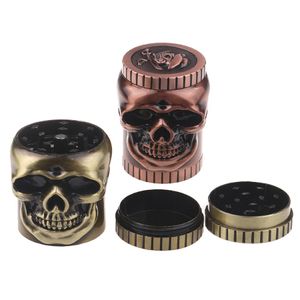 Mini Skull 3 Parts Metal Plastic Tobacco Mill Pollinator Crusher Herb Grass Grinder Pollen Catcher Grinding Tools for Cigarette Smoking Pipe