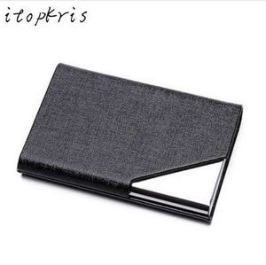 Itopkris Business ID Credit Card Holder For Women Men Fashion Metal Aluminum Card Case PU Leather Porte Carte