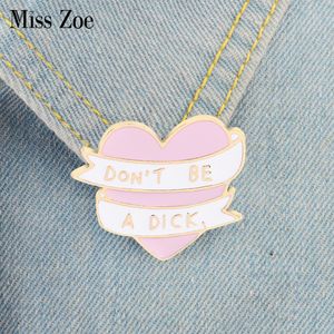 Miss Zoe Pink heart white ribbon Enamel pins Quote brooches for Bag Clothes Lapel Pin Button Badge Cartoon Jewelry Gift friends