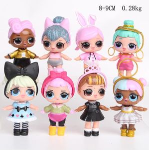 Bonecas lol dos desenhos animados bonito bebê glitter princesa vestido bonecos figuras brinquedos de ação anime para presente de aniversário infantil yh1568