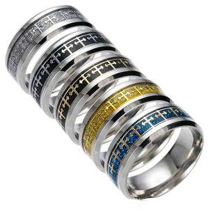 Titan Stahl Jesus Kreuz Fingerring Silber Gold Kreuz Ring Band Ringe für Frauen Männer Glauben Religion Jewely drop verschiffen