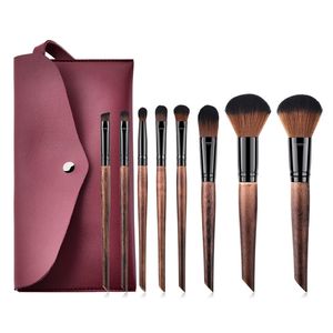 Make up penslar kit trähandtag kaffe svart ansikte pulver ögonskugga foundation professionell makeup pensel set