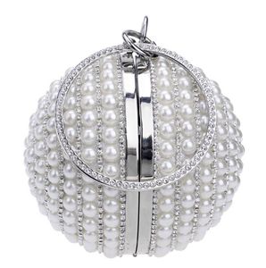 High Quality Variety Of Colors European and American Round handbag Ladies Pearl Dress Hand Holding Evening Bag