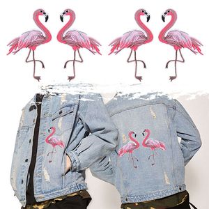 Punk Style Red Flamingo Applique Embroidery Patch For Clothing Clothes Sew-On Iron-On Sewing Sticker Clothes Decoration Wholesale Price