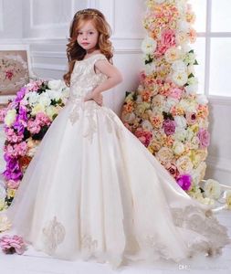 Princess Flower Girl Dresses lace appliques communion dresses girls pageant dresses