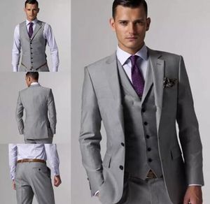 Przystojny ślub Groom Tuxedos (Kurtka + krawat + kamizelka + spodnie) Mężczyźni garnitury Custom Made Garnitur For Men Wedding Bestmen Tuxedos Tanie