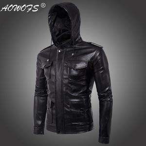 Men's Jackets New high-end men locomotive hooded men's leather jacket The spot M - 5 xl B005 fur clothing boutique