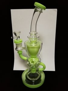 2024 USA FTK Importera ljusgrönt tjockt glas Bongs Torus och Klein rökande vattenrör Fab ägghål 14,4 mm Joint Bubble Glass Bong
