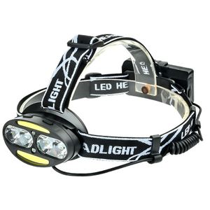 T6 COB IR Sensor Headlamp Headlight Micro USB 7 Modes Lighting Dual Light Source Induction Flashlight Torch for Night Fishing Hunting