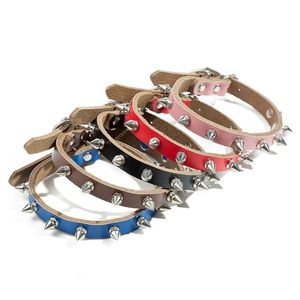 Leather rivet collars for big pet dog puppy cat anti-bite dogs collar leashes wholesale pet supplier spiked studded dog collars