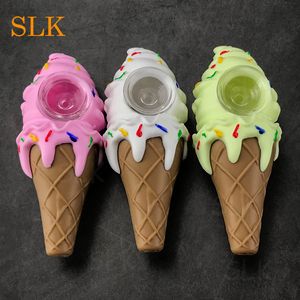 Summer vibe ice cream hand pipe hot selling tobacco tools silicone smoking pipes with glass smoking accessories dab bong delicious appearanc