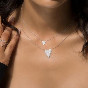 Collana con cuore in argento sterling 100% 925 micro pavimenta cz brillante regali di San Valentino con zirconi cubici per l'amante eleganza Gioielli romantici312r