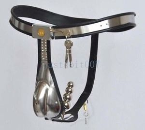 Chastity Devices Male Adjustable Model-T Stainless Steel Curved Chastity Belt Device with Plug #R54