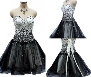 Högkvalitativ ny Black Prom Gown Tube Top Halter Strap Short Tulle Party Cocktail Dresses Plus Size Prom Dresses DH0288