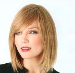 Attractive Straight Stylish Dark Blonde Medium Capless Women's Wig Hair