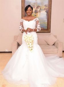 South African Nigerian 2017 Long Full Lace Mermaid Wedding Dresses Off