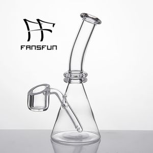 Quartz Beaker With Bend Oblique 2mm/4mm Thick Bowl Smoke 4.8 Inch Mini Bong Side Pocket Hand Smoking Tool