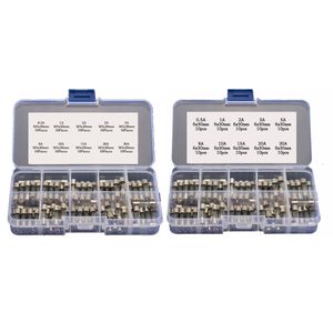 200pcs 5x20mm 6x30mm Быстрый Blow Glass Tube Fuses Ассортимент Kit 0.5A - 30A 250V