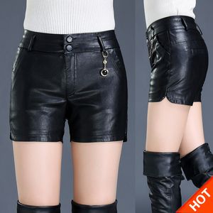 Yeni Tasarım Moda Kadınların Yüksek Bel Pu Deri Plus Boy Boy Boyut 4xl5xl6xl7xl Boot Cut Shorts Bodycon Tunik Şort