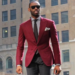 Costume Homme Mariage Wine Coat Men Suit2Pieces(Jacket+Pants+Tie) Ternos Masculinos Slim Fit Wedding Suits Grooms Tuxedos Blazer