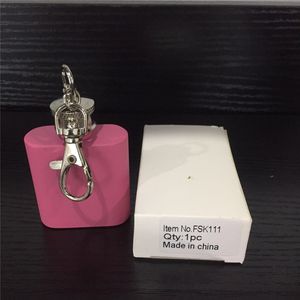 Rosa färg bärbar 1oz mini rostfritt stål höftkolv alkohol flagon med nyckelring mini alkohol hip kolv tillbehör c0761