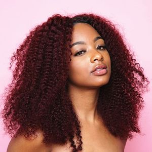 Curly Omber Red Full Lace Human Hair Wigs B J Brazilian Non Remy Ombre Kinky Curly Lace Front Human Hair With Baby Hair