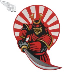 Cool samurai broderad cyklist bakre patch järn på jacka väst bakåt broderad lapp stor storlek märke 10 