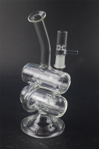 8 Inch Duplo Recycler Bong Dab Rig Pipes Bong água Masculino Downstem Grosso inferior Triângulo Caliane taça Bongs Glass Bowl