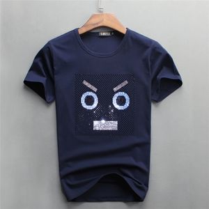 2021 Men's Blue Color men luxury diamond design Tshirt fashion t-shirts men funny cute face t shirts brand cotton tops and tees top quality in Size M- Size 4XL