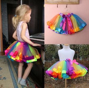 1pc yeni yaz çocuk kızlar etek gökkuşağı renkli tutu elbiseler yeni doğan dantel prenses etek pettiskirt fırfır bale dans giysileri