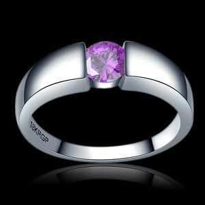 魅力的なジルコンの女性の結婚指輪ピンク赤い紫緑の青い黄色い石の銀の金の充填女性小売卸売011730