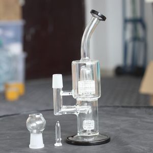 10 Inch Tall black glass bong with double Matrix Perc Water Pipe bongs percolator connected with bottom glass oil rigs bong 18mm male